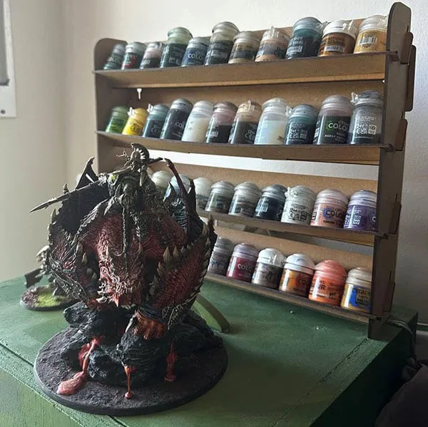 Warhammer brush rack organizer in use
